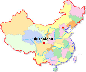 Mapa de Ubiación de Jiuzhaigou en China