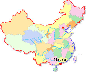 Mapa de Ubiación de Macao en China