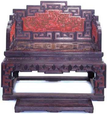 Trono de sándalo rojo de la dinastía Qing