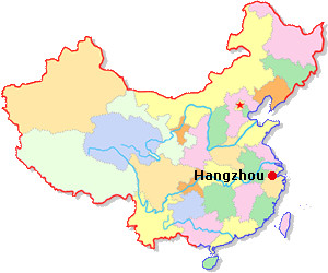 Mapa de Ubicación de Hangzhou en Chin