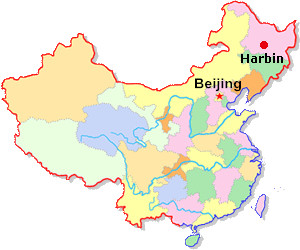 mapa de ubicación de harbin en China