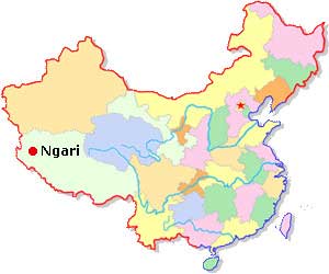Mapa de Ubicación de Nagri en Tíbet