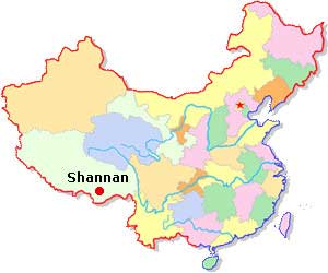 Mapa de Ubicación de Shannan en China