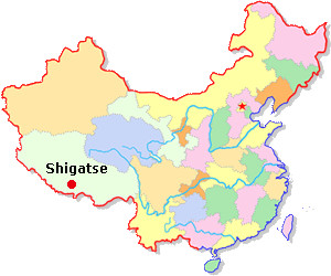 Mapa de Ubicación de Shigatse en China