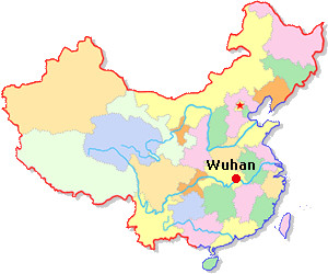 Mapa de Ubiación de Wuhan en China