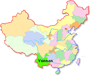 Mapa de Ubicación de Yunnan en Chiba