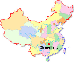 Mapa de Ubiación de Zhangjiajie en China